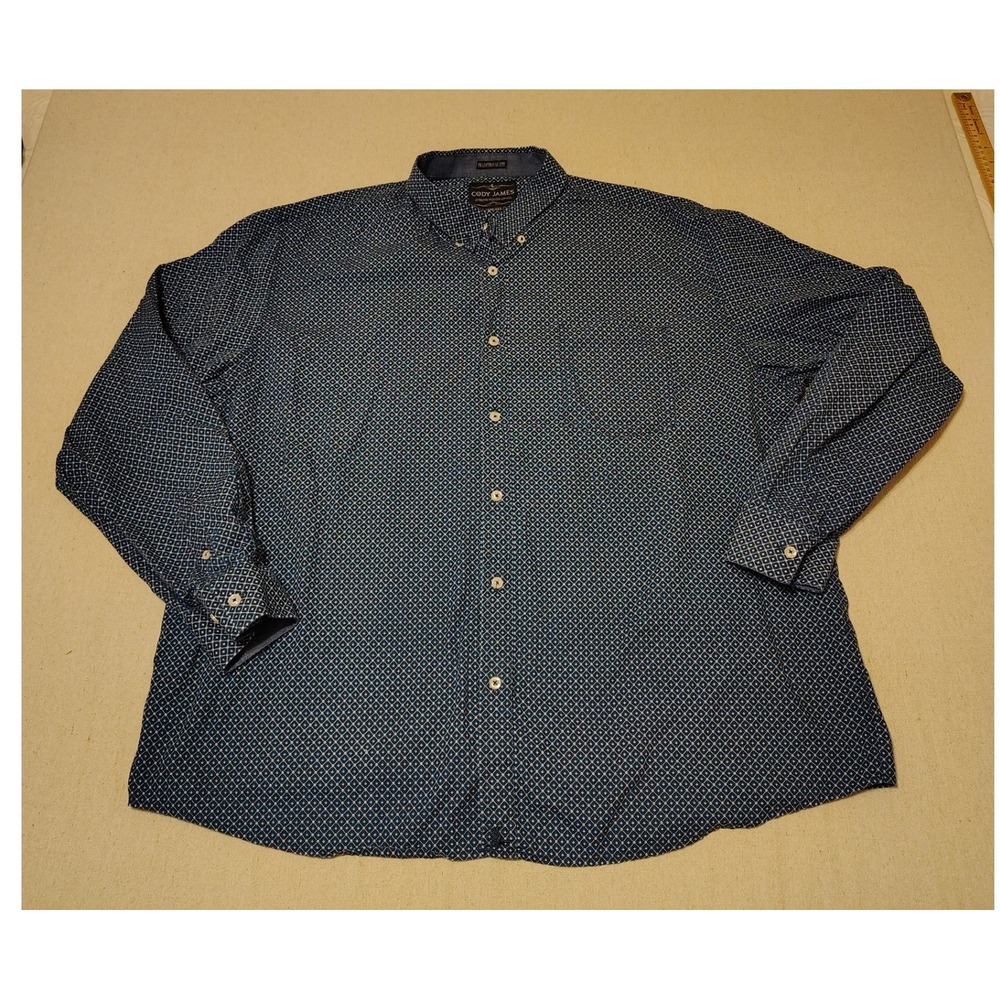 Cody James Mens 2XL Navy Blue Geometric Diamond Print Western Button Down Shirt